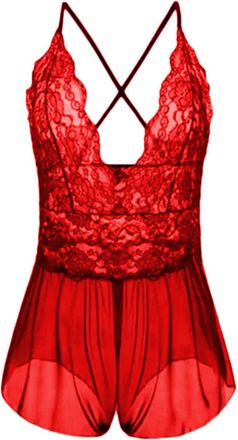 Generic Stylish Womens Fashion Lingerie Set for Roleplay and Occasions with Elegant Plaid Lace Design (Red, XL)