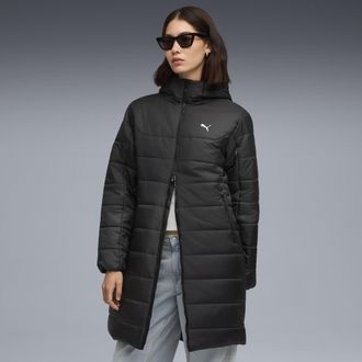 Puma Parka imbottito con cappuccio Essentials da donna, Abbigliamento, Nero, XXS