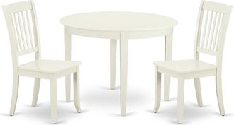 East West Furniture Dining Room Set Linen White, BODA3-LWH-W