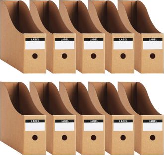 OEM Revistero De Papel Kraft Tama&ntilde;o A4, 10 Unidades, 9 Cm, Resistente, Caja De Almacenamiento De Documentos Y Papeler&iacute;a Para Revistas Con Etiquetas