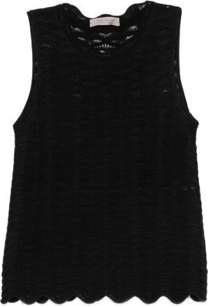 D.exterior Tops, Dames, Zwart, M, Top met festonzoom