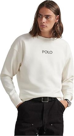 Polo Ralph Lauren Relaxed Fit Logo Double-knit Sweatshirt Mens Sweatshirt Deckwash White : 2XL, Cotton/Polyester