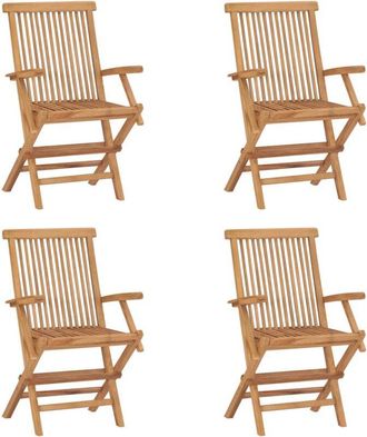 vidaXL Folding Garden Chairs 4 pcs Solid Teak Wood Vidaxl