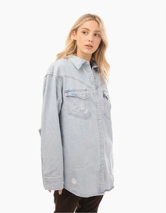 Levi's Womens Dorsey Xl Western Shirt - Blue - Size: 10