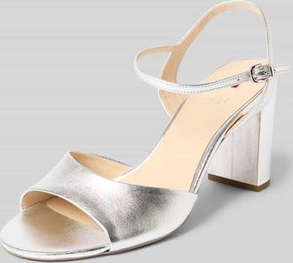 H&ouml;gl Sandaletten aus echtem Leder mit offener Ferse in Silber, Gr&ouml;&szlig;e 37