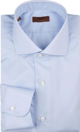 Barba Overhemden, Heren, Blauw, L, Katoen, Blauw Katoenen Herenoverhemd