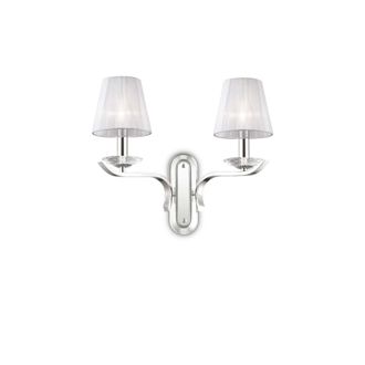 Netlighting Pegaso 2 Light Indoor Candle Wall Light Chrome White with Organza Shades E14 in Grey