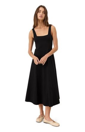 Pact Fit & Flare Square Neck Dress Made With Organic Cotton in Black at Nordstrom, Size Xx-Large