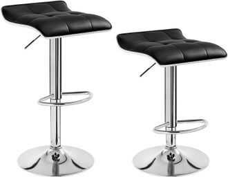 Woltu 2x Taburetes De Bar Cuero Sint&eacute;tico Taburetes Alto Cocina Regulable En Altura Taburetes Giratorio Sillas Bar Tapizada Taburete De Trabajo Negro - Wolt