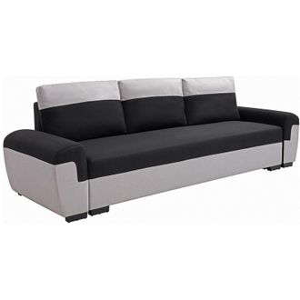 Vente-Unique Divano letto 3 posti in Tessuto Nero e Grigio - GABY II