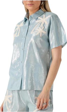 Louizon Lichtblauwe Boderick Blouse - Dames - Overhemden - Blauw - XS - Linnen - Overhemden