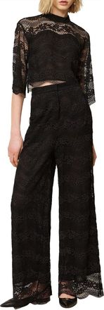 Twin-Set Macram&eacute; Wide-Leg Pants