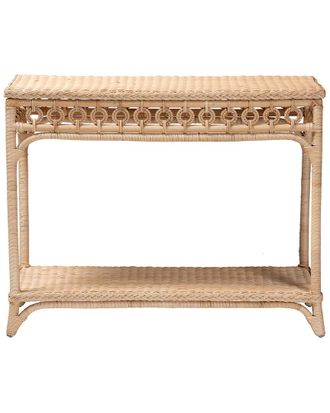 Baxton Studio Oxford Braided Rattan Console Table With Open Shelf