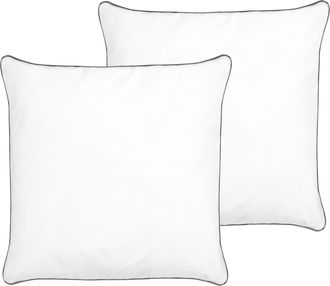 Beliani Conjunto De 2 Almohadas De Algod&oacute;n Japara Blanco 80 X 80 Cm Poli&eacute;ster Pelister