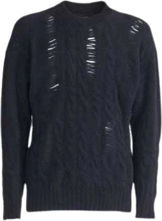 Isabel Benenato Yack Trui met ronde hals - Heren - Ronde hals truien - Zwart - XL - Wol - Truien & Vesten