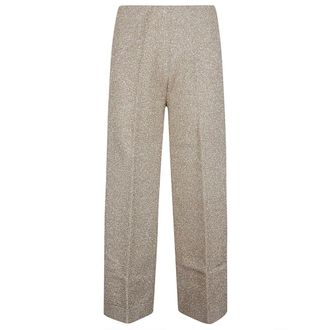 Circus Hotel Metallic Wijde Pijpen Broek - Dames - Wijde Broeken - Geel - M - Broeken
