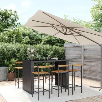 vidaXL Mesa Bar Y Taburetes Jard&iacute;n 7 Pzas Madera Acacia Rat&aacute;n Pe Negro Vidaxl