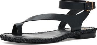 Vince Camuto Libahs Ankle Strap Toe Loop Flat Sandals Womens Sandals Black : 8.5 M, Leather