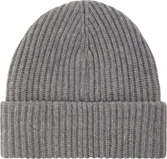 Ganni A4429 Ribbed Wool Beanie - Gray