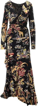 Etro Stretch viscose long dress with print Woman 42