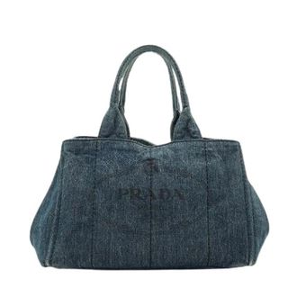 Prada Pre-owned Canapa Tote Bag - Dames - Pre-owned - Blauw - Maat: ONE Size Leer