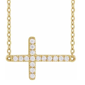 Pompeii3 Womens 1/4Ct Diamond Sideways Cross 14k Gold 18 Lab Grown