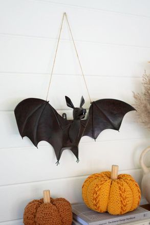 Kalalou Painted Metal Bat Door Halloween Door Hanger