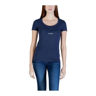 Guess T-Shirts, female, Blue, Size: 2XL Short Sleeve Round Neck T-Shirt
