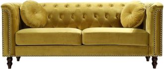 VENTE-UNIQUE.COM Sofá fijo terciopelo 3 plazas mostaza 190x77cm