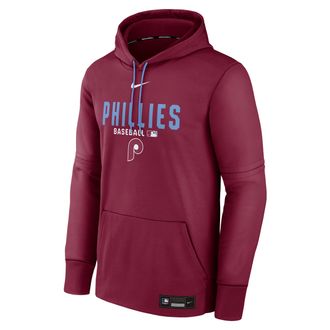 Nike Mens Philadelphia Phillies Authentic Collection Nike Therma MLB Pullover Hoodie in Red | NAC399RIPP-8KL