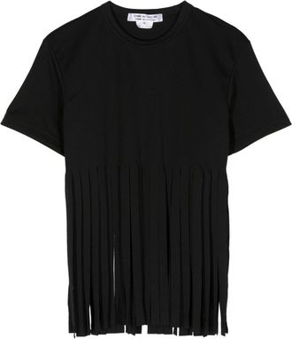 Comme Des Garçons fringe-detail jersey T-shirt - women - Polyester - L - Black
