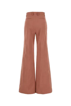 Chlo&eacute; Womens Dark Pink Cotton Flared Leg Pant Wildpink Exterior: Pantaloni Trousers