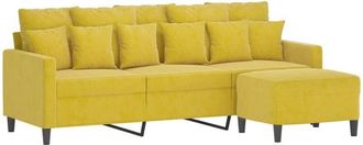 vidaXL Vidaxl - Sof&aacute; De 3 Plazas Con Taburete Terciopelo Amarillo 180 Cm