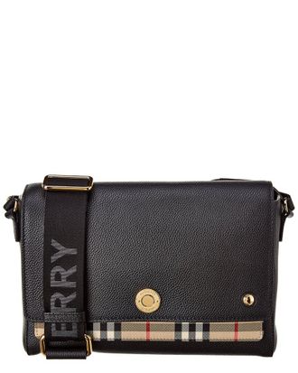 Burberry Note Medium Vintage Check & Leather Shoulder Bag