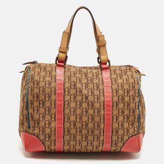 Carolina Herrera Andy Multicolor Monogram Canvas And Leather Satchel