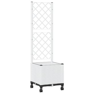 vidaXL Jardinera Con Enrejado Y Ruedas Blanco 40 X 40 X 146 Cm Pp Vidaxl