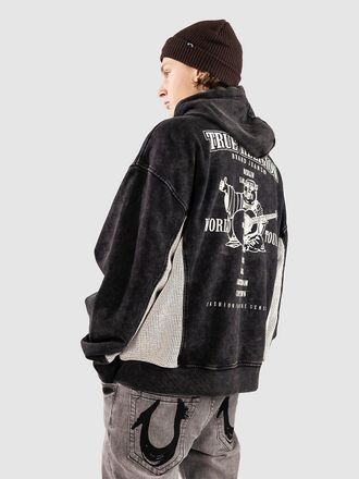True Religion Mesh Inset Rust Cinched Felpa con Zip nero