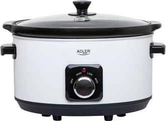 Adler Europe Mijoteuse - Faitout Amovible En C&eacute;ramique - Adler Ad613w - 5,8 L - Poign&eacute;es De Transport R&eacute;sistantes &Agrave; La Chaleur