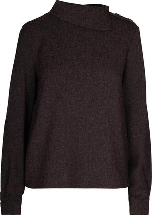 Patrizia Pepe Blouse met hoge hals - Dames - Overhemden - Bruin - M - Polyester - Overhemden