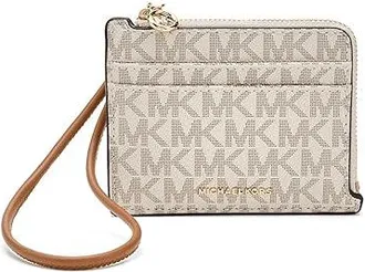 Michael Kors Jet Set Small Card Case Wristlet Womens Handbags Vanilla/Acorn : SM, Polyester