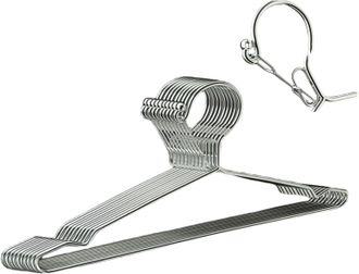 OEM Juego De 10 Perchas Met&aacute;licas - Capacidad De Carga 11,3 Kg - Grosor = 4 Mm - Acero Inoxidable - Delgadas Y Resistentes Al Viento - Ganchos Met&aacute;licos -