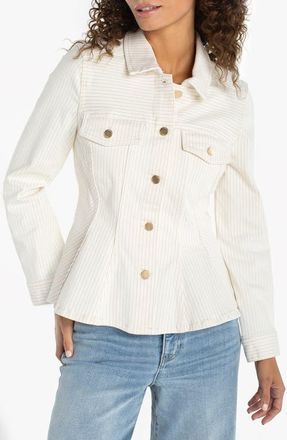 Liverpool Stripe Fit & Flare Denim Trucker Jacket in Nautical Stripe at Nordstrom, Size X-Large