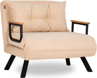 Dmora Dmora - Sill&oacute;n Keoni, Asiento Acolchado, Sof&aacute; De Sal&oacute;n Individual, Silla Con Reposabrazos, 60x78 H78 Cm, Crema