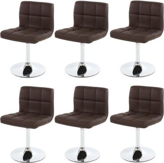 Hhg Hhg - Nunca Usado] Lote De 6 Sillas De Comedor Silla Giratoria Silla Kavala Imitaci&oacute;n Cuero Cromo, Marr&oacute;n