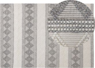 Beliani Beliani - Alfombra De Lana Beige Claro Gris Claro 160 X 230 Cm Hecho A Mano Bozova