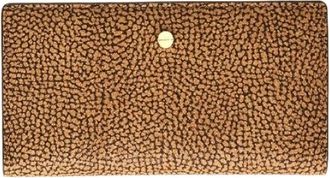 Borbonese Compact Graffiti Portemonnee - Dames - Portefeuilles - Bruin - ONE Size - Leer - Accessoires