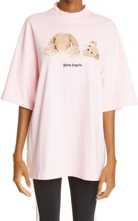 Palm Angels Womens Headless Bear Oversize Cotton Graphic Tee in Almond Blossom Brown at Nordstrom, Size Medium
