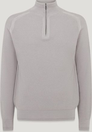 Belstaff Guide Quarter Zip Jumper Mens Organic Cotton Cement Grey Size 2XL