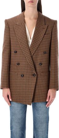 Chloé Double-Breasted Houndstooth Wool Blazer