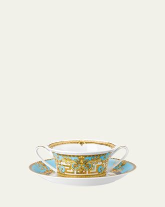 Versace Grey Prestige Gala Cream Soup Cup & Saucer